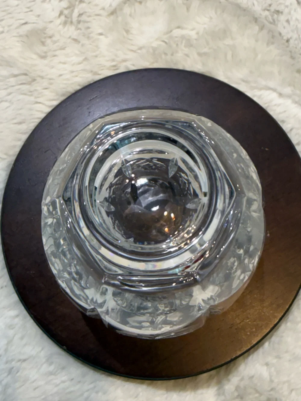 Mikasa clear cut heavy crystal vase featuring holly leaves & berries design